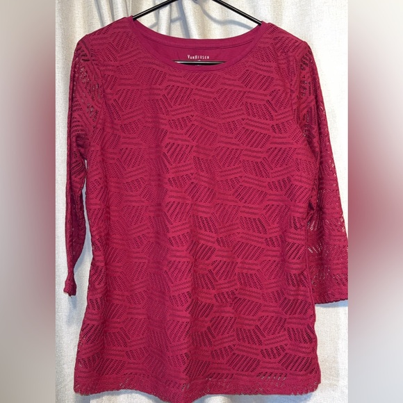 Van Heusen Deep Red Lace Tunic - Picture 1 of 3